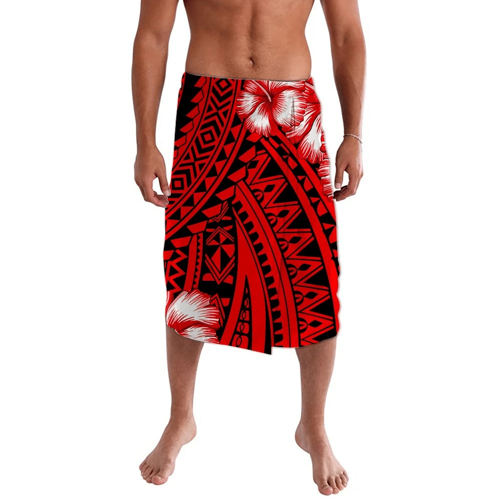 Polynesian Clothing - Red Polynesian Hibiscus Lavalava
