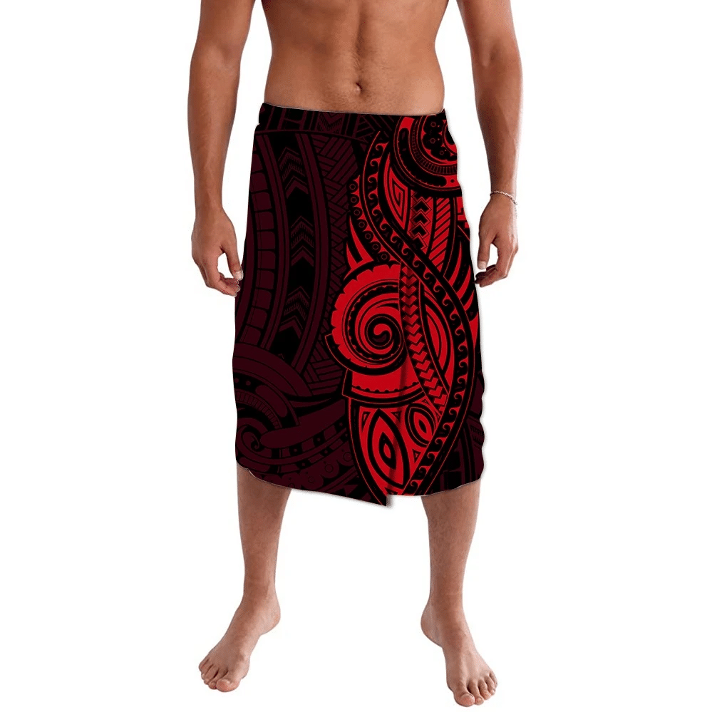 Polynesian Clothing - Polynesian Ver Black Red Lavalava