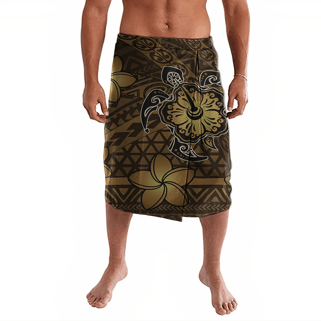 Polynesian Clothing - Hawaii Mix Polynesian Turtle Plumeria Ie Faitaga Nick Style Brown