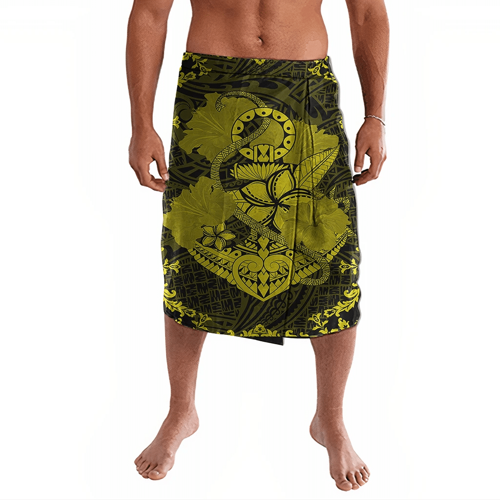 Polynesian Clothing - Hawaii Anchor Hibiscus Flower Vintage Ie Faitaga Yellow