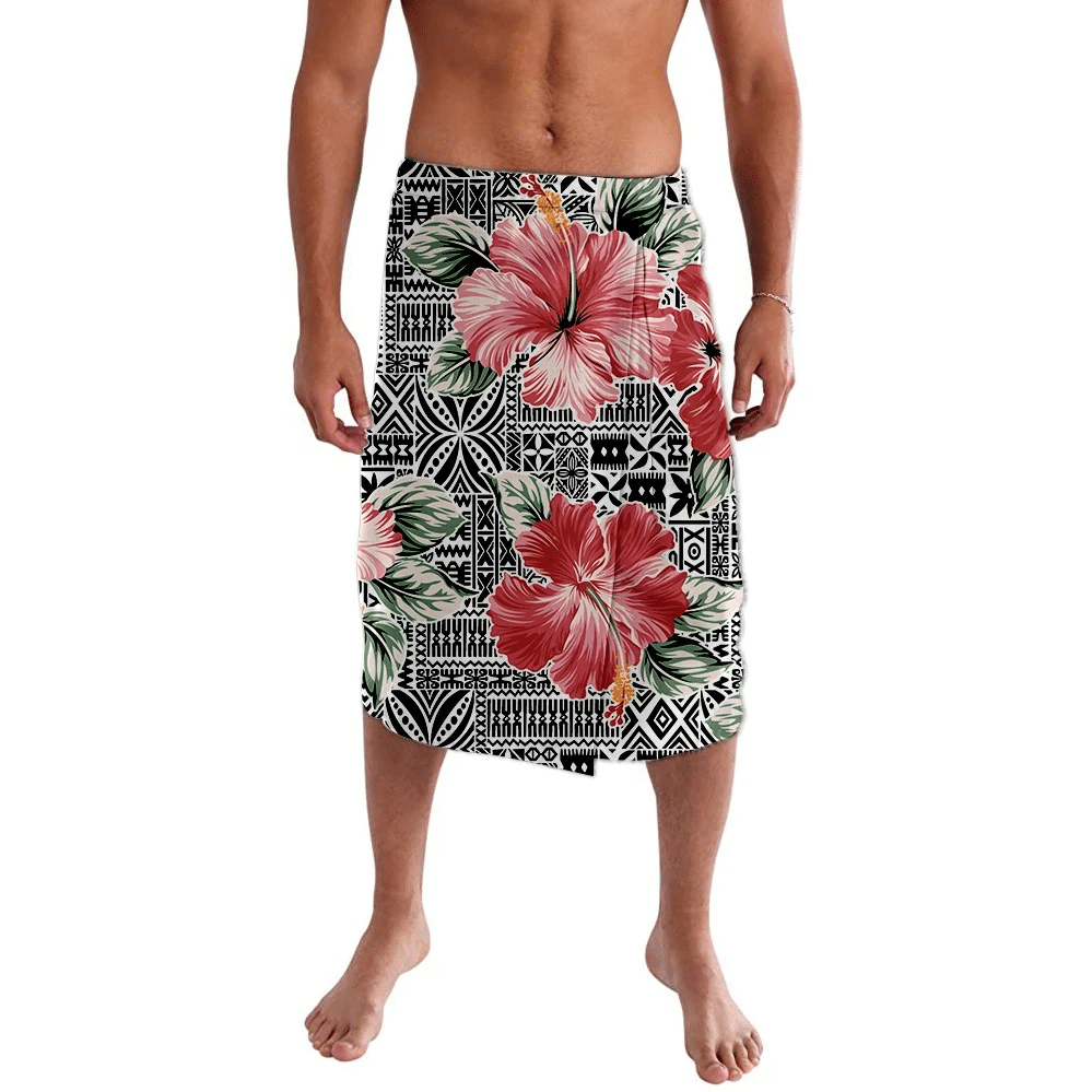 Polynesian Clothing - Bula Red Hibiscus Pattern Lavalava