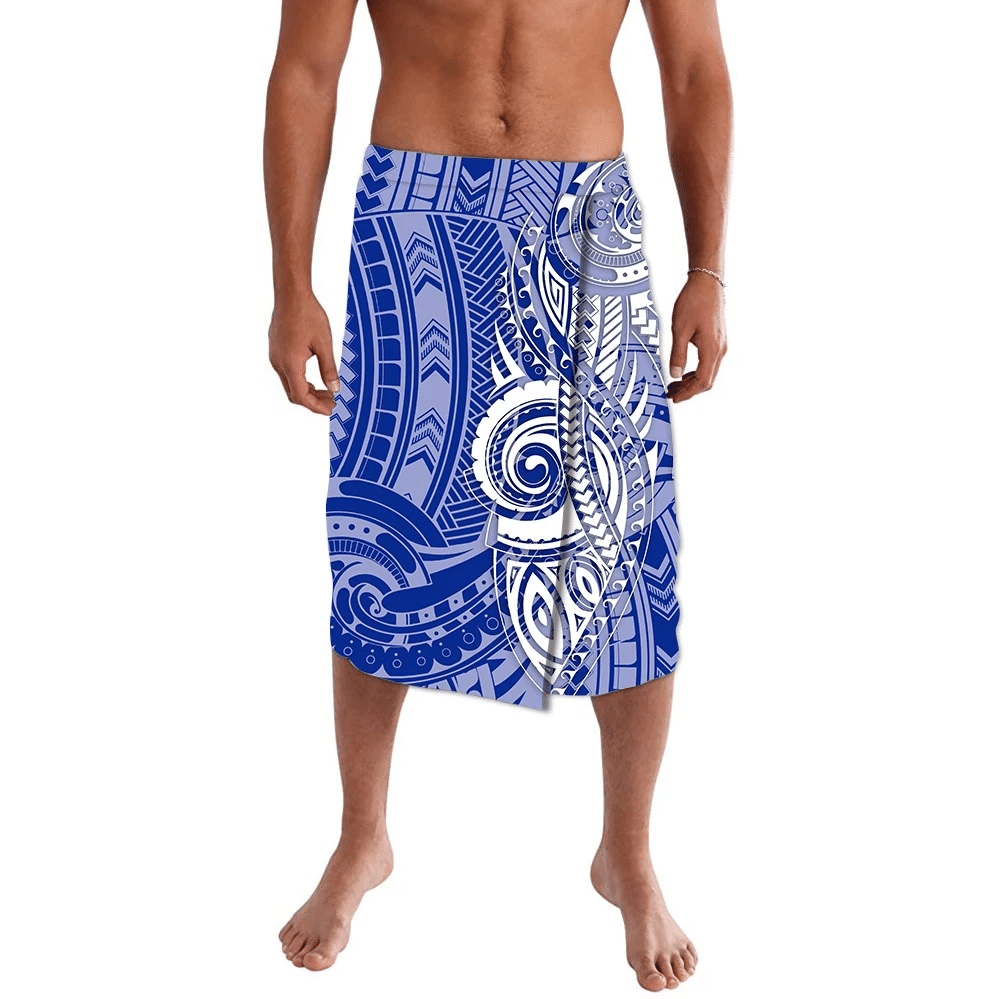 Polynesian Clothing - Polynesian Ver Blue White Lavalava