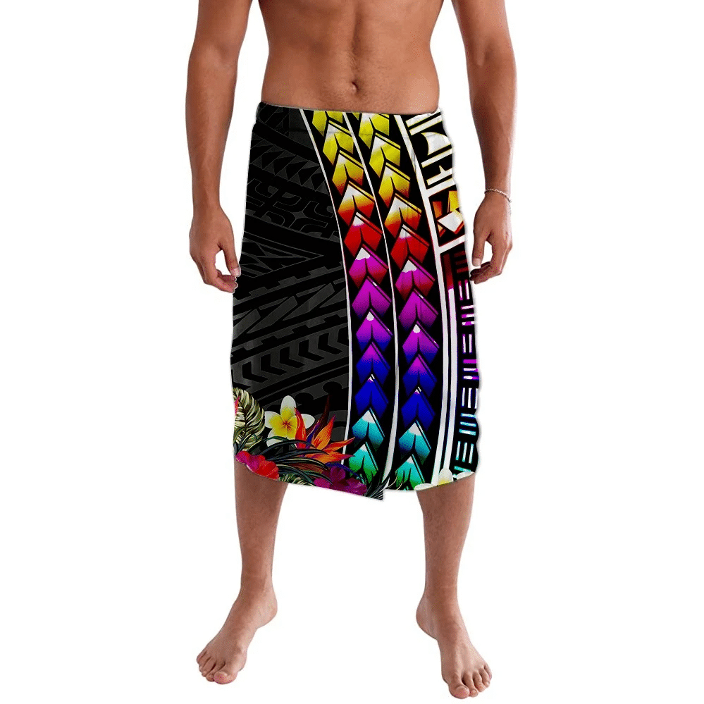 Polynesian Clothing - Spearhead Tropical Flower Rainbow Lavalava