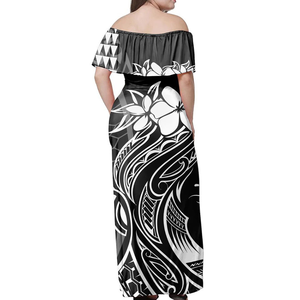 Polynesian Pride Dress Hawaii Map Kanaka Polynesian Hula Girl Off Shoulder Long Dress