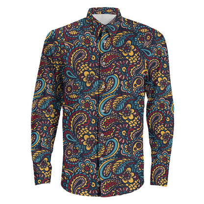 Shirt Luxurious Floral Seamless Pattern Long Sleeve Button Shirt