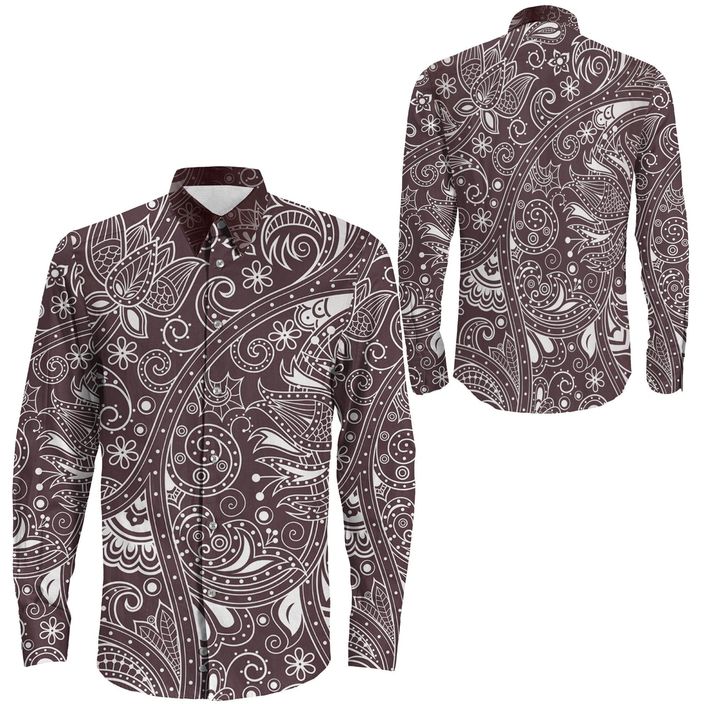Shirt Seamless Floral Pattern Long Sleeve Button Shirt