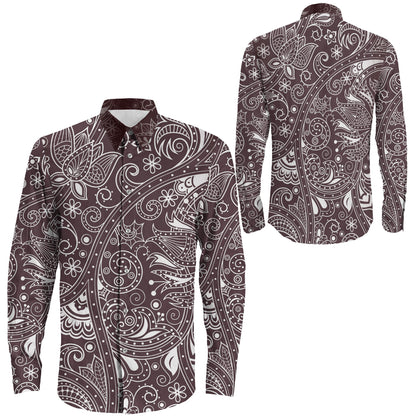 Shirt Seamless Floral Pattern Long Sleeve Button Shirt