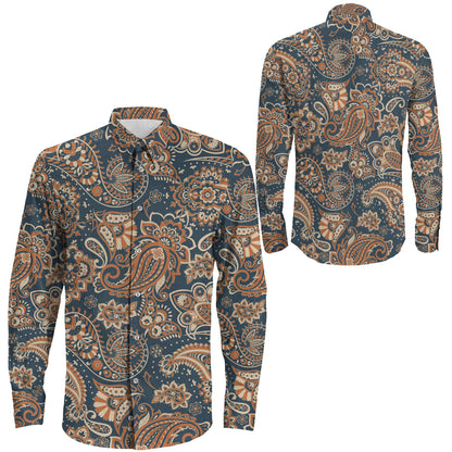 Shirt Seamless Floral Pattern Long Sleeve Button Shirt