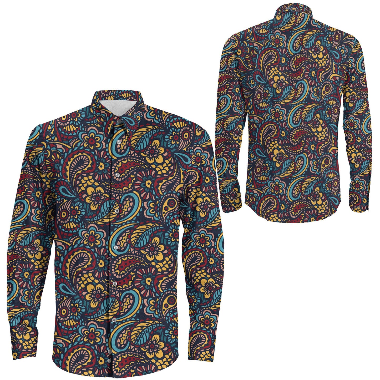 Shirt Luxurious Floral Seamless Pattern Long Sleeve Button Shirt