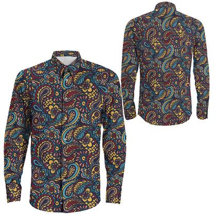 Shirt Luxurious Floral Seamless Pattern Long Sleeve Button Shirt