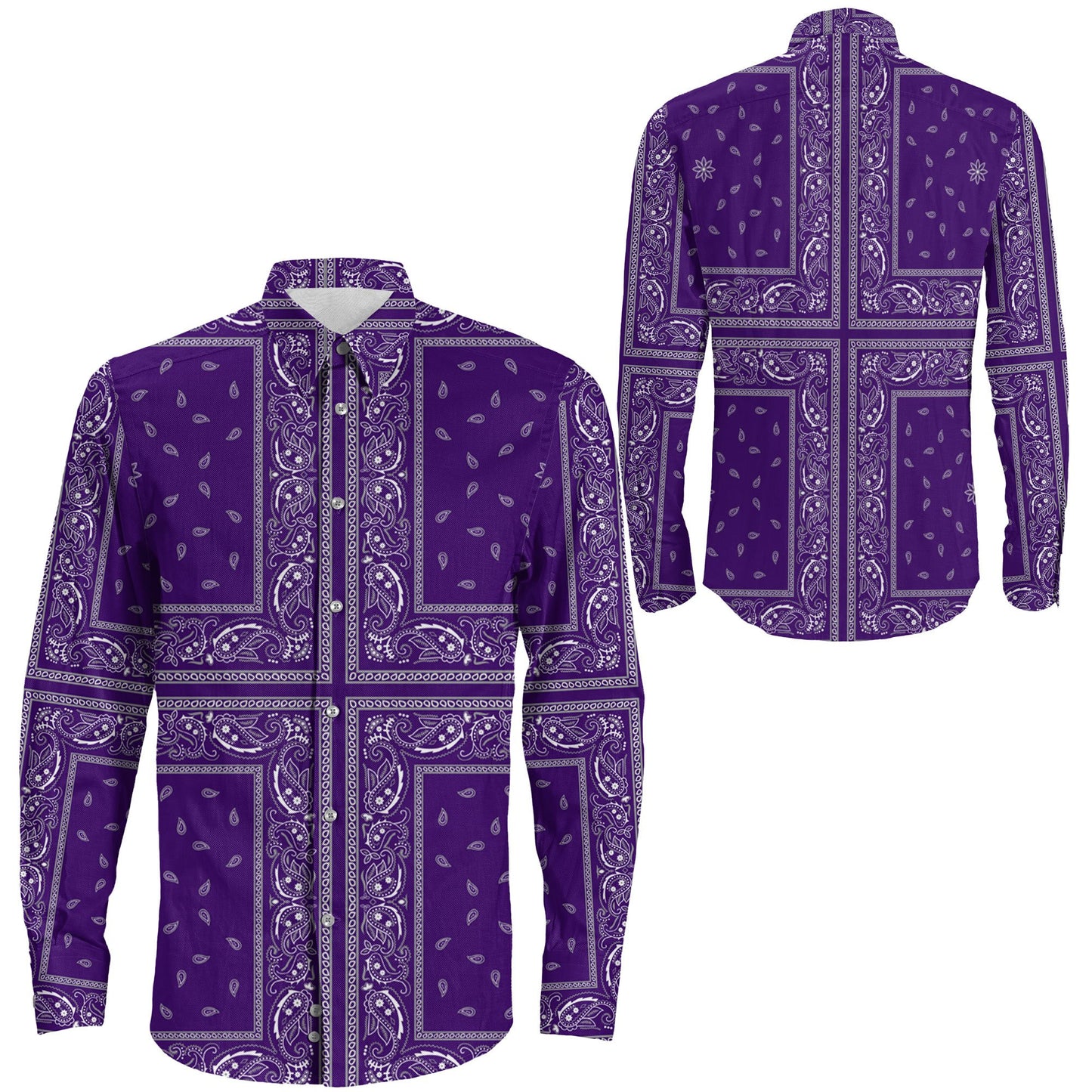 Shirt Paisley Bandana 4 Piece Purple Long Sleeve Button Shirt