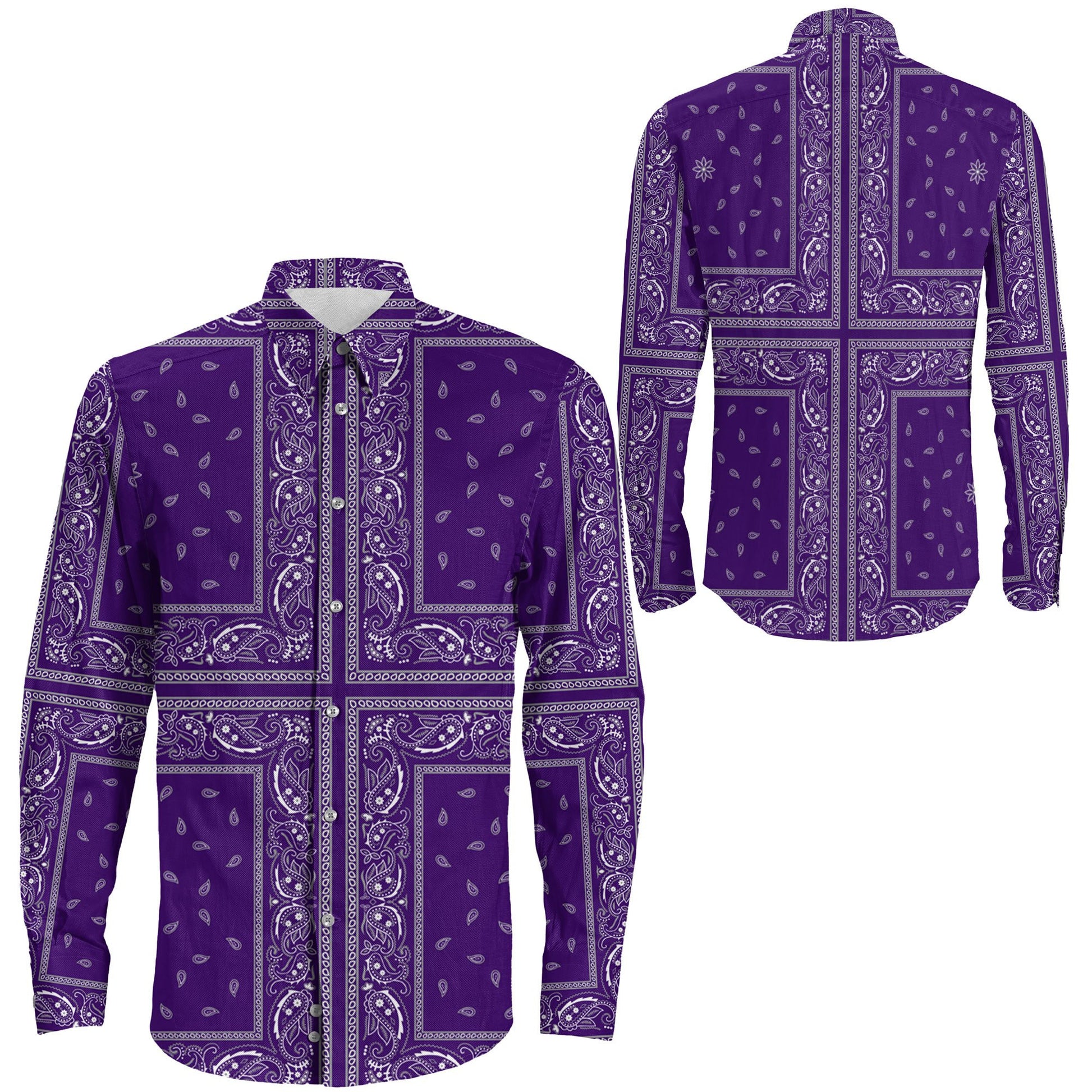 Shirt Paisley Bandana 4 Piece Purple Long Sleeve Button Shirt