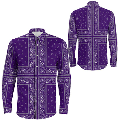 Shirt Paisley Bandana 4 Piece Purple Long Sleeve Button Shirt