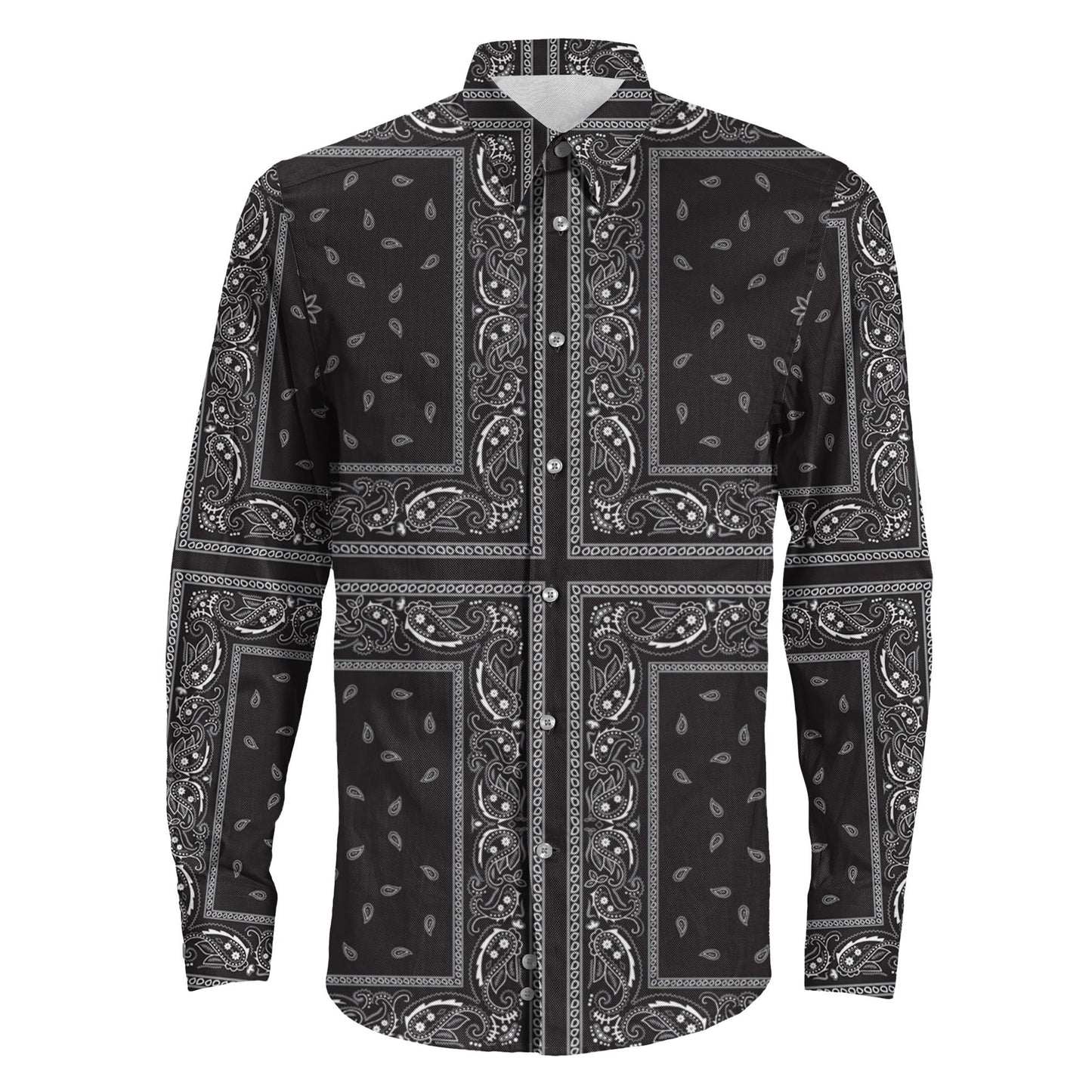 Shirt Paisley Bandana 4 Piece Black Long Sleeve Button Shirt