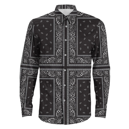 Shirt Paisley Bandana 4 Piece Black Long Sleeve Button Shirt