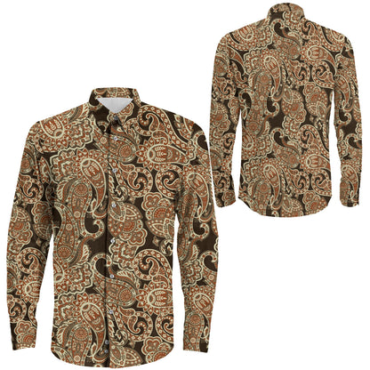 Shirt Floral Paisley Seamless Pattern Long Sleeve Button Shirt