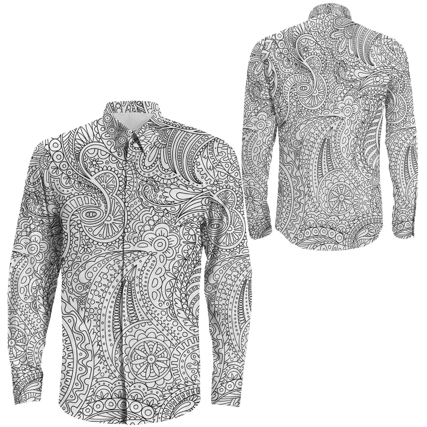 Shirt Hand Drawn Turkish Cucumber Long Sleeve Button Shirt