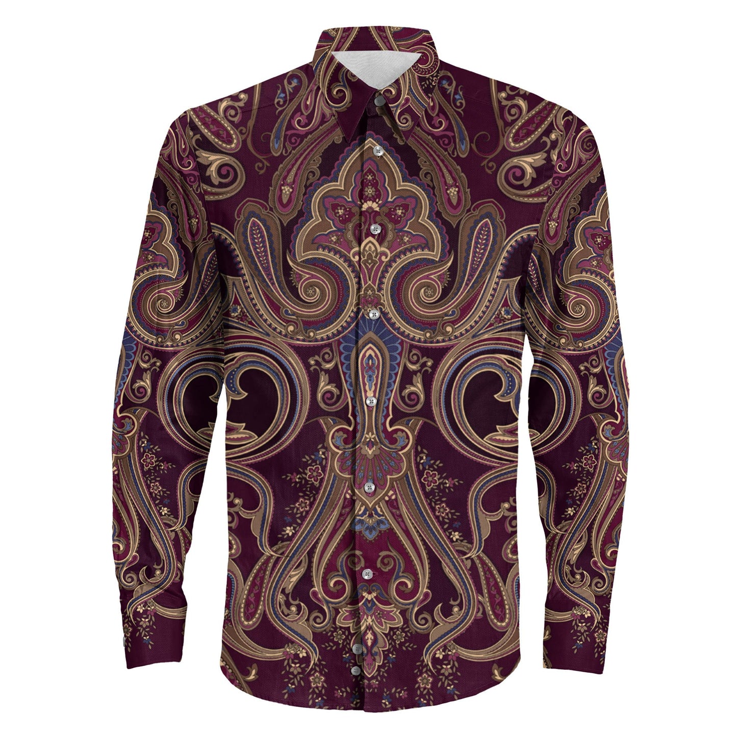 Shirt Classic Seamless Paisley Pattern Long Sleeve Button Shirt