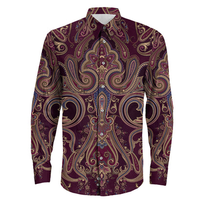 Shirt Classic Seamless Paisley Pattern Long Sleeve Button Shirt