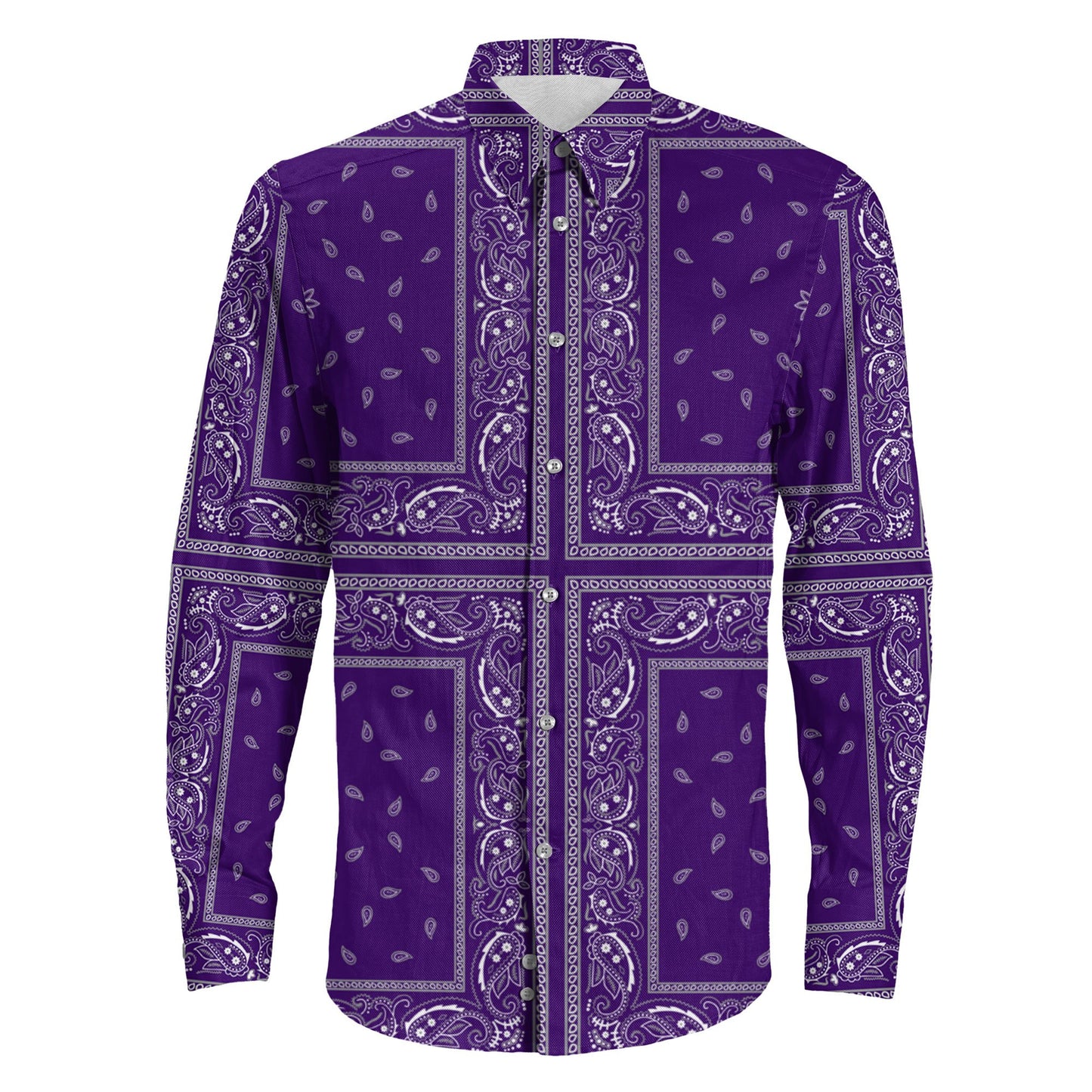 Shirt Paisley Bandana 4 Piece Purple Long Sleeve Button Shirt