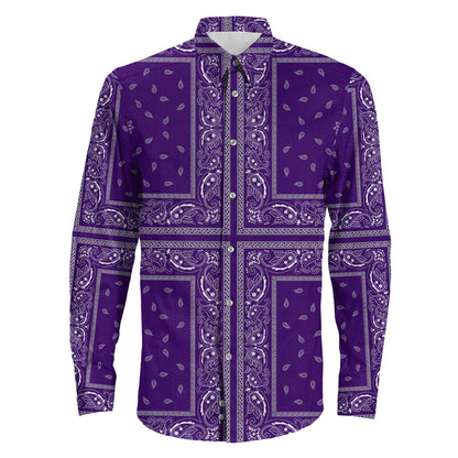 Shirt Paisley Bandana 4 Piece Purple Long Sleeve Button Shirt