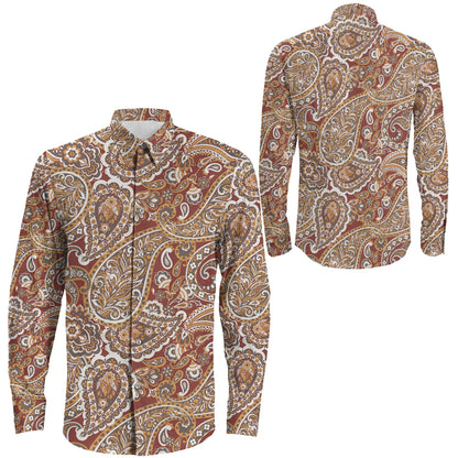 Shirt Paisley Seamless Floral Pattern Long Sleeve Button Shirt