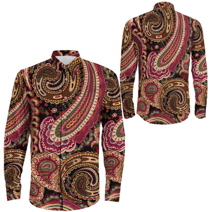Shirt Paisley Fabric Seamless Long Sleeve Button Shirt