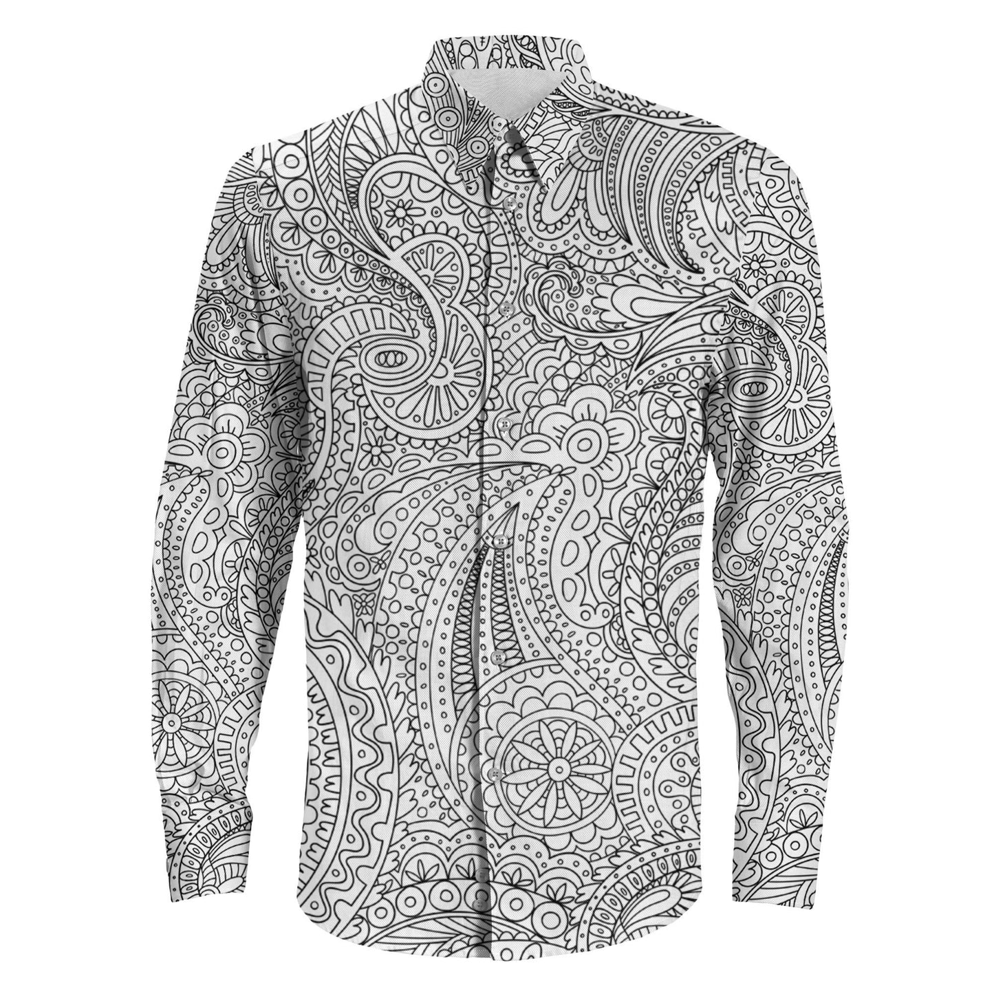 Shirt Hand Drawn Turkish Cucumber Long Sleeve Button Shirt