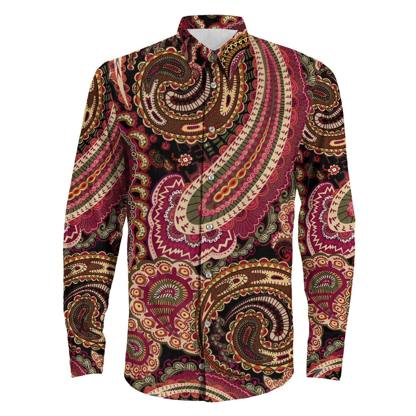 Shirt Paisley Fabric Seamless Long Sleeve Button Shirt