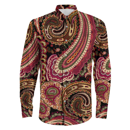 Shirt Paisley Fabric Seamless Long Sleeve Button Shirt