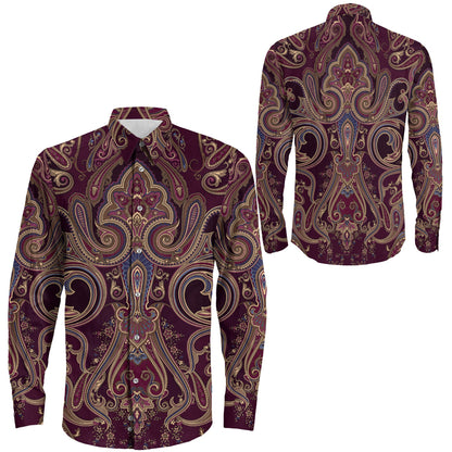 Shirt Classic Seamless Paisley Pattern Long Sleeve Button Shirt