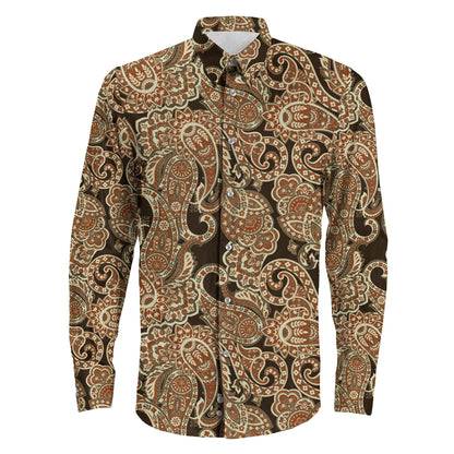 Shirt Floral Paisley Seamless Pattern Long Sleeve Button Shirt