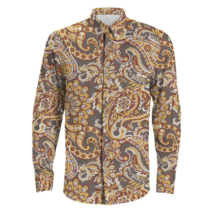 Shirt Vintage Paisley Seamless Pattern Long Sleeve Button Shirt
