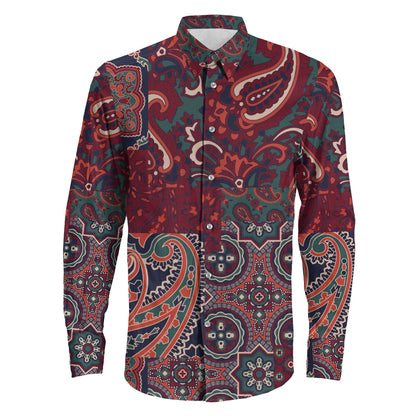 Shirt Cashmere Paisley Long Sleeve Button Shirt