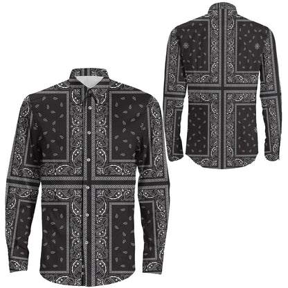 Shirt Paisley Bandana 4 Piece Black Long Sleeve Button Shirt