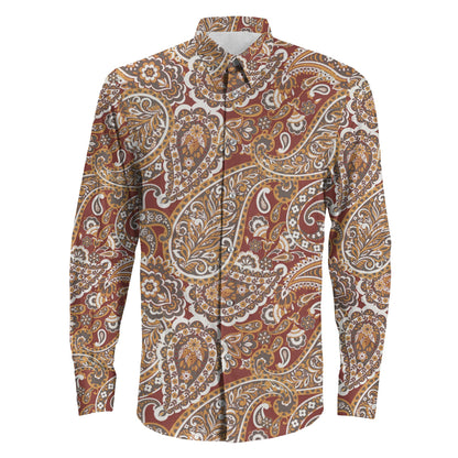 Shirt Paisley Seamless Floral Pattern Long Sleeve Button Shirt