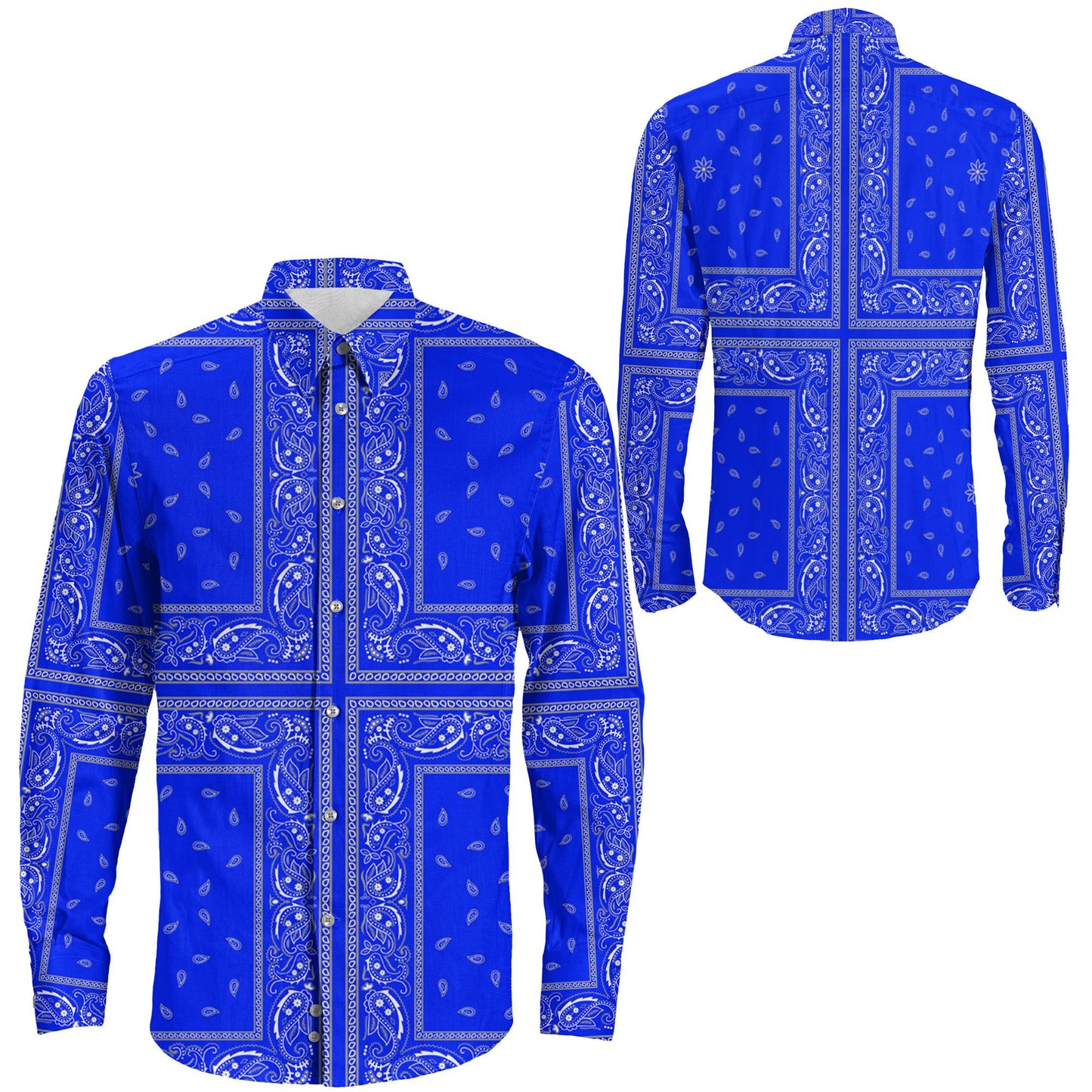 Shirt Paisley Bandana 4 Piece Blue Long Sleeve Button Shirt
