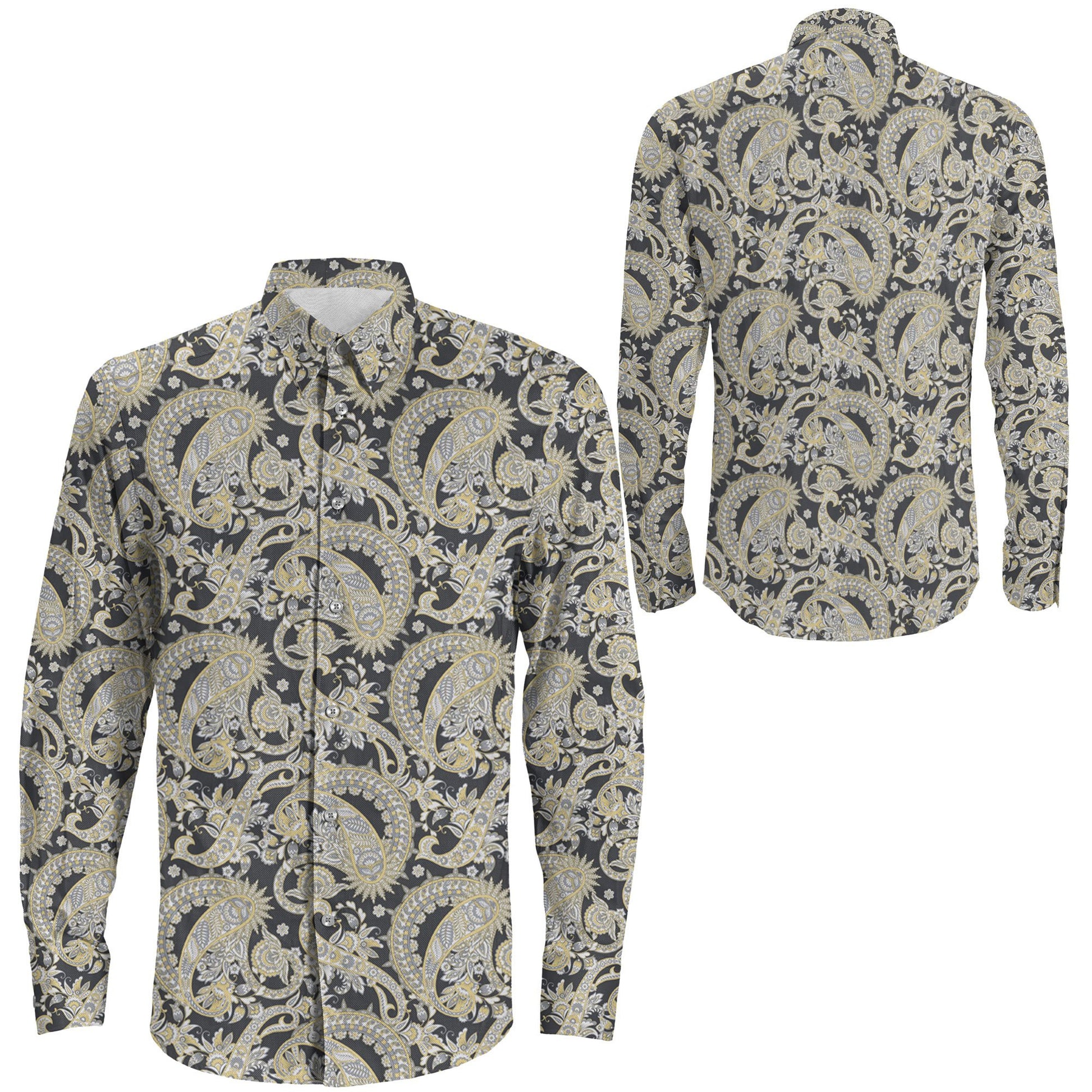 Shirt Paisley Seamless Fantasic Flower Long Sleeve Button Shirt