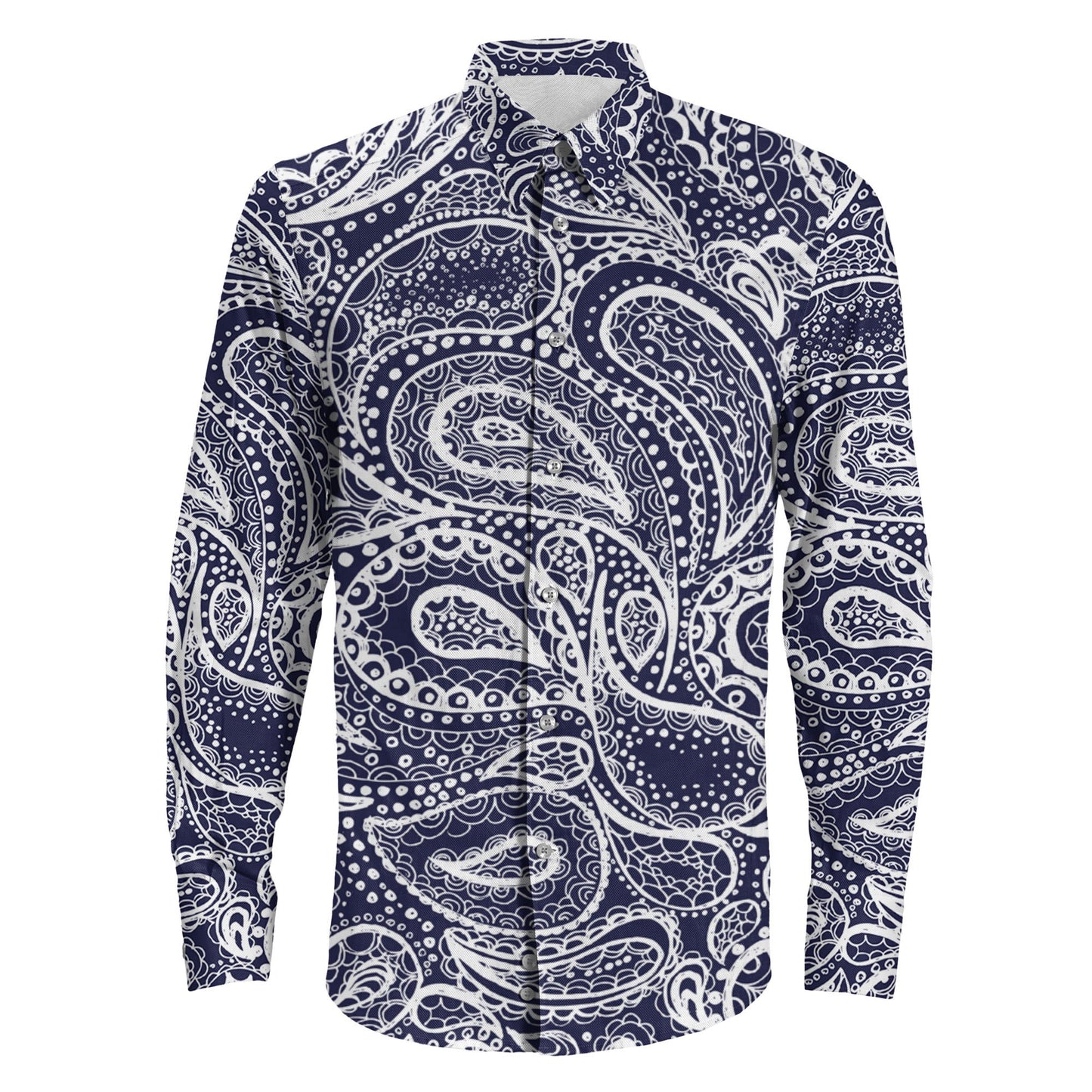 Shirt Mehndi Ethnic Tattoo Henna Zentangle Doodle Long Sleeve Button Shirt