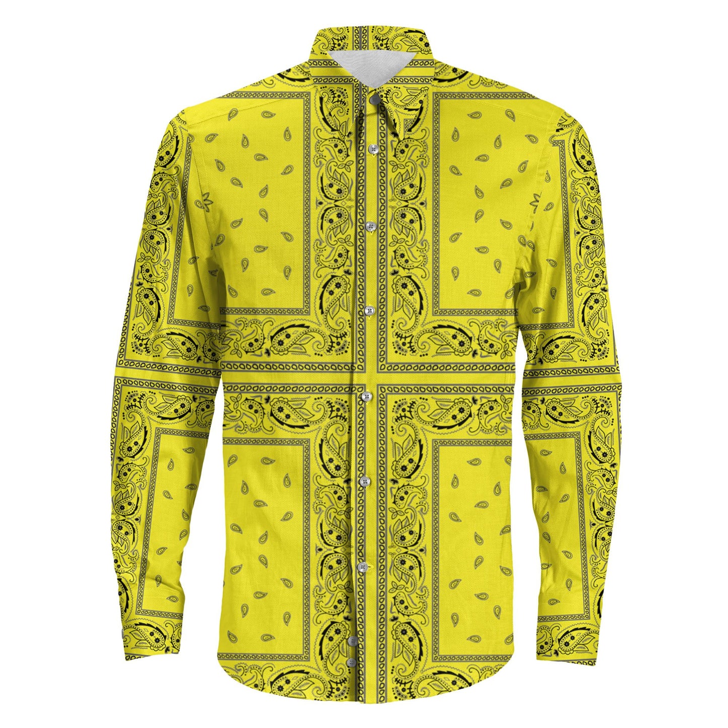 Shirt Paisley Bandana 4 Piece Yellow Long Sleeve Button Shirt