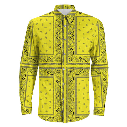 Shirt Paisley Bandana 4 Piece Yellow Long Sleeve Button Shirt