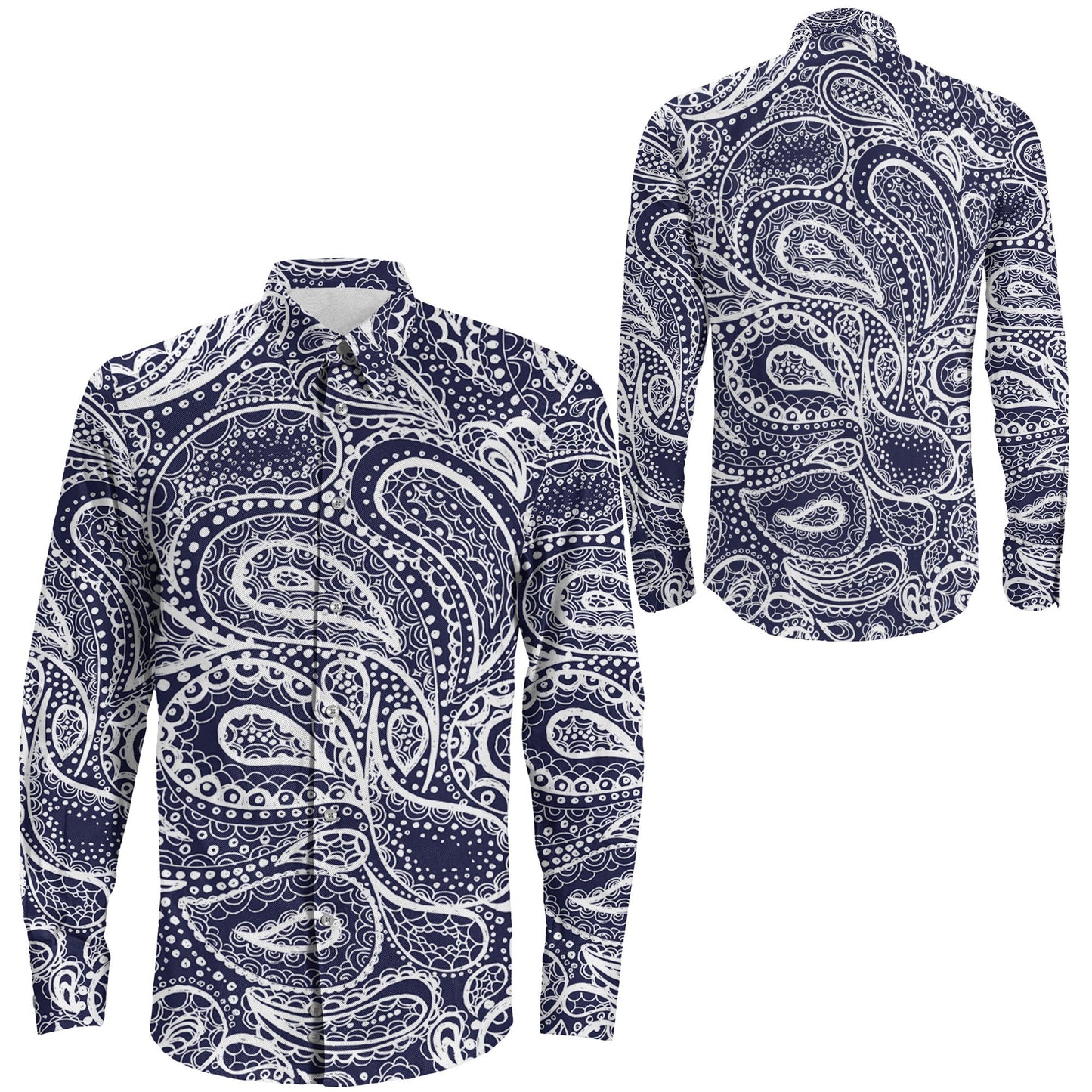 Shirt Mehndi Ethnic Tattoo Henna Zentangle Doodle Long Sleeve Button Shirt