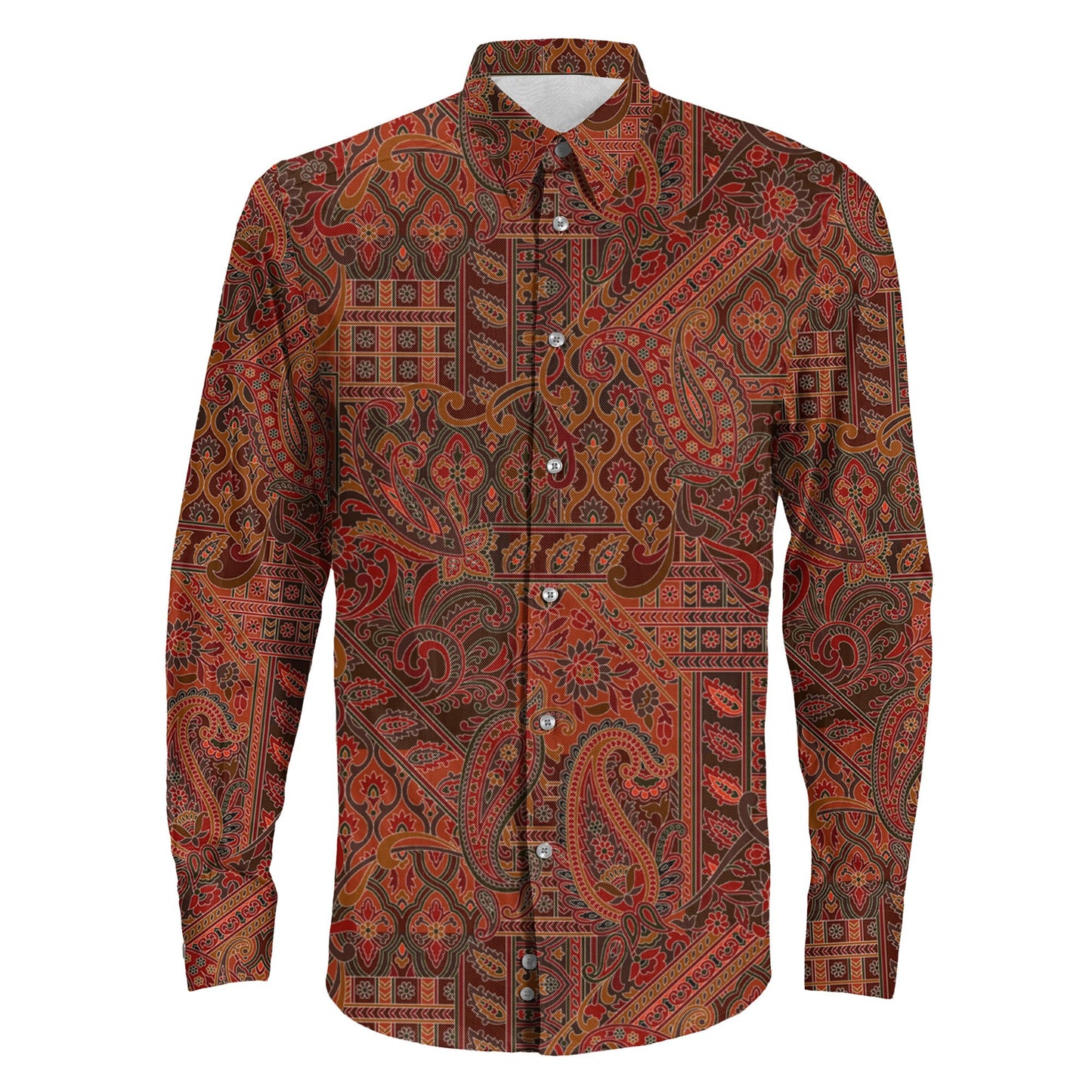 Shirt Seamless Paisley Vintage Long Sleeve Button Shirt