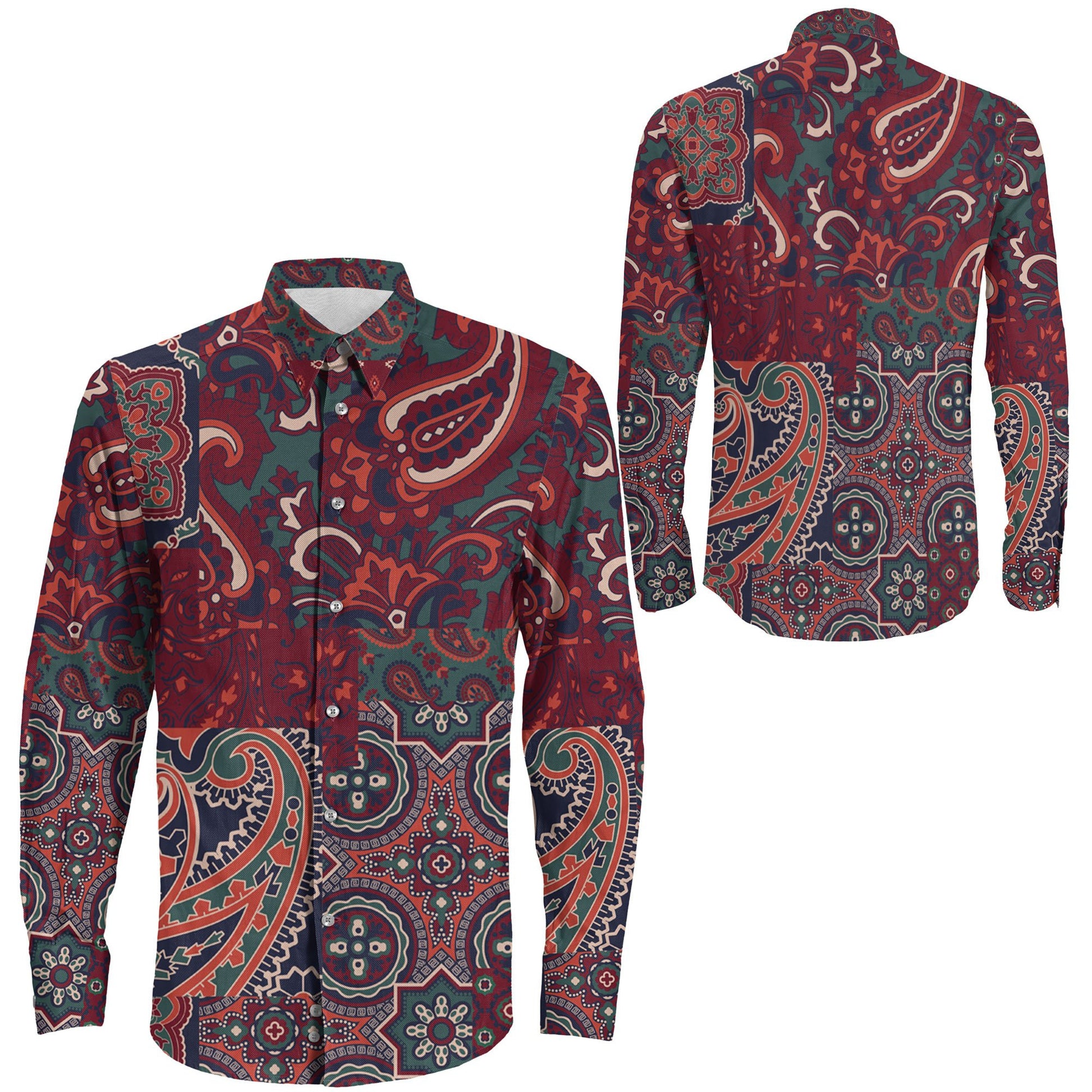 Shirt Cashmere Paisley Long Sleeve Button Shirt