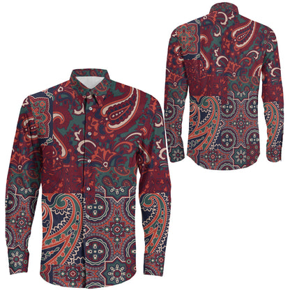 Shirt Cashmere Paisley Long Sleeve Button Shirt