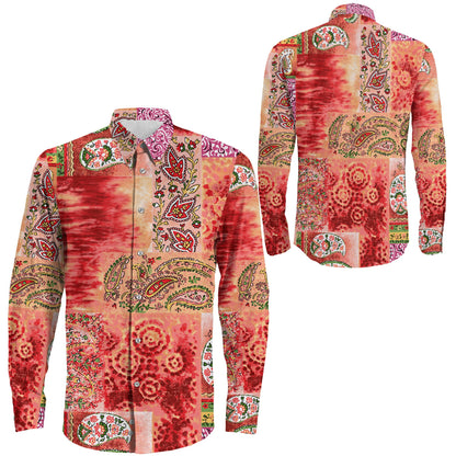 Shirt Seamless Beautiful Abstract Ethnic Colorful Paisley Long Sleeve Button Shirt