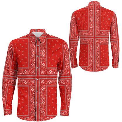 Shirt Paisley Bandana 4 Piece Red Long Sleeve Button Shirt