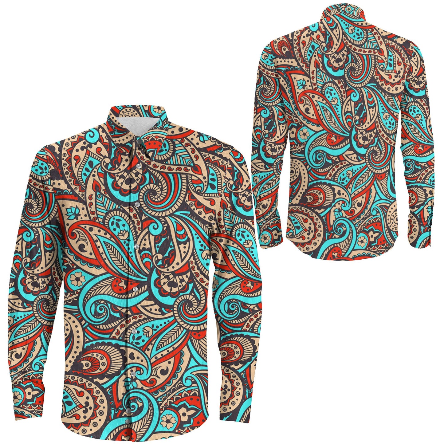 Shirt Paisley Pattern Long Sleeve Button Shirt