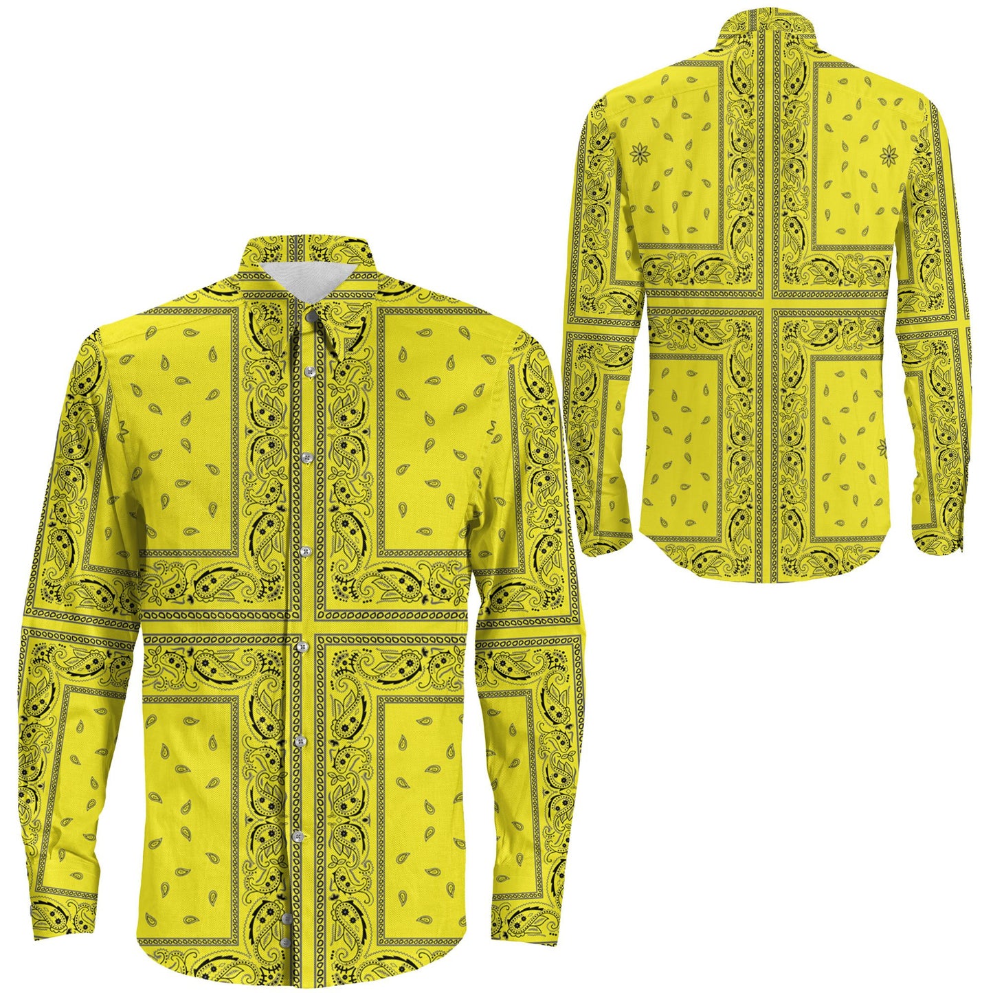 Shirt Paisley Bandana 4 Piece Yellow Long Sleeve Button Shirt