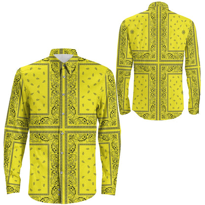 Shirt Paisley Bandana 4 Piece Yellow Long Sleeve Button Shirt